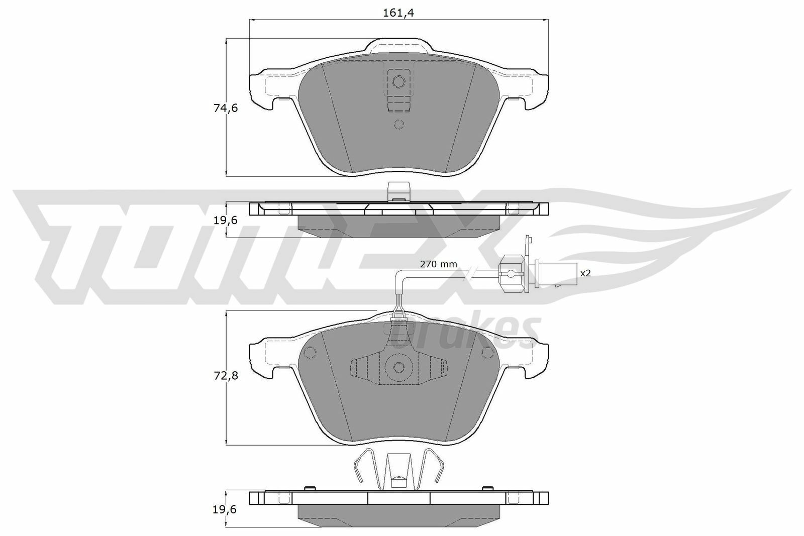 Sada brzdových destiček, kotoučová brzda TOMEX Brakes